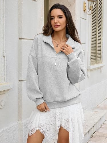 EasyGala Womens Oversized Quarter Zip Sweatshirts Fleece Half Zipper Pullover Tops Fall Fashion Outfits Clothes 2026 thumbnail 2