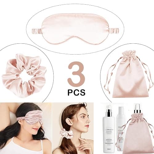 3Pcs Satin Eye Mask Silk Sleep Masks Set Silky Blindfold Eyeshade Blackout Eyes Cover Pouches Bag Scrunchy Wedding Gift thumbnail 2