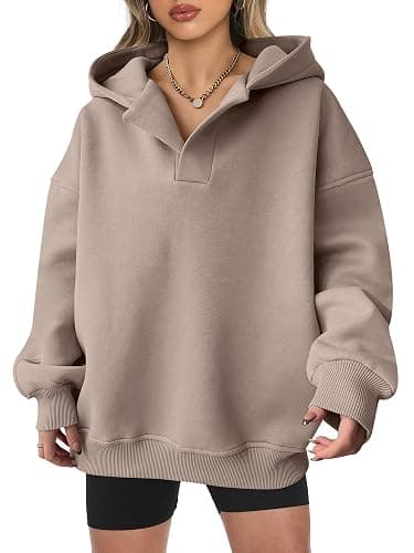 ANRABESS Womens Oversized Hoodies V Neck Sweatshirts Fleece Long Sleeve Pullover Y2K Clothes 2025 Fall Trendy Outfits - Image 1