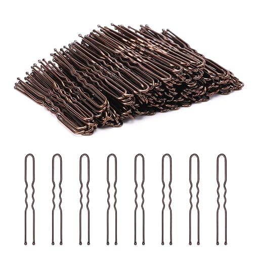 Cehony U Shaped Hair Pins, 200 Count Buns Waved Hair Pins for Updos with Box for Women Lady Girls Bobby Pins French Historical Hair Styling Pins Hair Accessories (Brown, 2.4 Inch) - Image 1