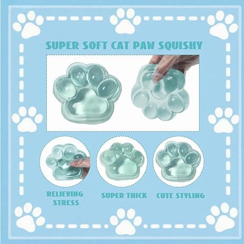 Chicooan Large Cat Paw Taba Squishy Squeeze Toys 5-inch Green Cute Fufu Squishy Sensory Stress Relief Fidget Toys for Party Favors Sensory Anxiety Toys for Adults (Transparent Green) thumbnail 4