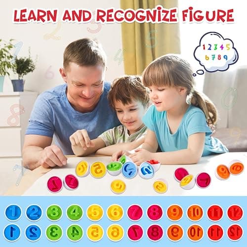 LOOIKOOS Matching Eggs for Toddlers-12PCS Preschool Educational Learning Color & Number Recognition Sorting Skills,Easter Gifts Basket Stuffers thumbnail 5