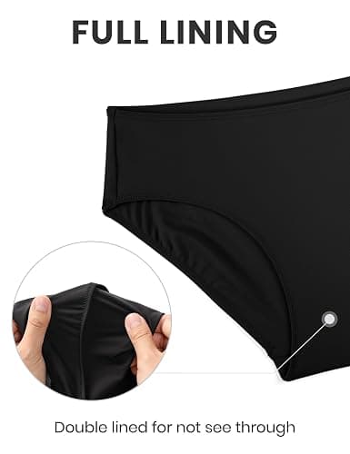 CRZ YOGA Mid Waisted Bikini Bottoms for Women - Full Coverage Bathing Suit Swimsuit Basic Swim Briefs thumbnail 5