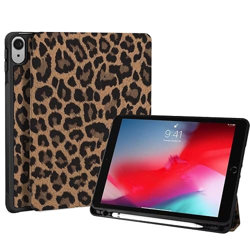 Fycyko Compatible with iPad (A16) 11th Generation 11 Inch 2025 Case, Slim Stand Cover for iPad 10th 10.9 Inch 2022 with Pencil Holder & Tip Covers, Cute Leopard Pattern Protective Cases - Brown - Image 1