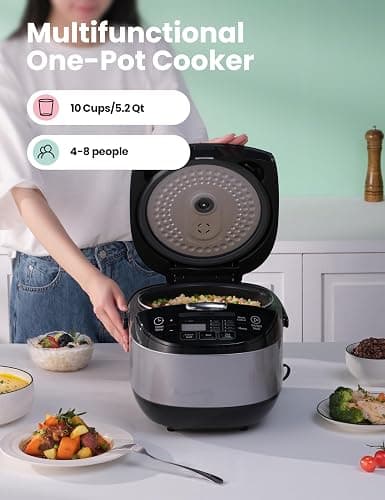 COMFEE' Rice Cooker, Japanese Large Rice Cooker with Fuzzy Logic Technology, 11 Presets, 10 Cup Uncooked/20 Cup Cooked, Auto Keep Warm, 24-Hr Delay Timer thumbnail 2