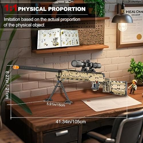 CASEIER M24 Building Blocks Gun-Sets, 1:1 Large Army Toys for Boys Adult Teen, Shootable Sniper Model Guns, Cool Birthday Gifts for Men Kids, Collectible Block Weapon for Military Fan 1380 PCS thumbnail 3