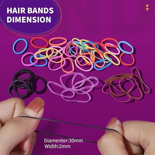 Teenitor Elastic Hair Bands, 2000pcs Hair Rubber Bands, Elastics for Hair, Small Hair Ties, Clear,Black,Brown and Color thumbnail 2