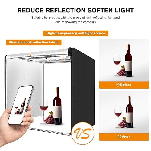 ZKEEZM Photo Studio Light Box Photography 32"x32" with 100 LED and 4 Colors Backdrops Photo Box with Lights, Foldable Picture Box for Product Photography with 6500K Brightness thumbnail 5