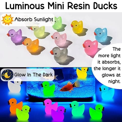 1000Pcs Luminous Mini Resin Duck Tiny Duck Figurine for Fairy Garden Landscape Aquarium Potted Plant Prank Game DIY Ornament Party to Hide, Miniature Dollhouse Accessories, Glow in The Dark, 10 Colors thumbnail 5
