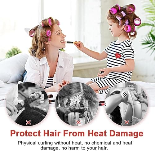 AiQInu 30 Pièces Bigoudis Cheveux, Comprenant 18 Bigoudis Magiques Et 12 Pinces Métalliques, Gros Cheveux Pour Les Femmes Et DIY Enfants thumbnail 6