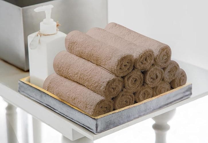 Avalon Towels Salon Towel - Beige Hand Towels Bulk Pack of 24 - 100% Cotton Absorbent Spa, Facial & Gym Towel for Working Out - 16x27 Inches (Not Bleach Proof) thumbnail 5