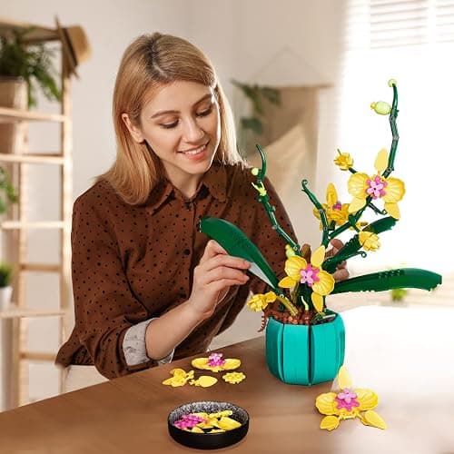 JOJO&Peach Orchid Bonsai Building Set, Botanical Collection, Artificial Flowers for The Home or Office, Gifts for Valentine, Mother's Day, Anniversary, Birthday (811 Pieces) thumbnail 2