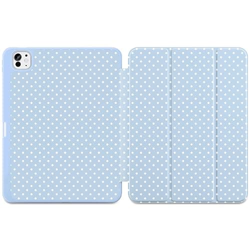 MEEgoodo Case for M5 iPad Pro 11 inch 2025/M4 iPad Pro 11 inch Case 2024, Tablet Cover with Trifold Stand & Pencil Holder & Auto Wake/Sleep & Soft TPU Back Cover, White Polka Dot & Blue thumbnail 2