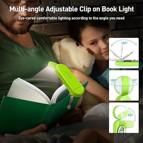 VAVOFO USB Rechargeable Book Light, Blue Light Blocking, Amber Light Clip On Bookmark Shaped Reading Light, Eye Care 6 LEDs Book Light for Bookworms Reading in Bed with 9 Lighting Modes (Neon Green) thumbnail 5