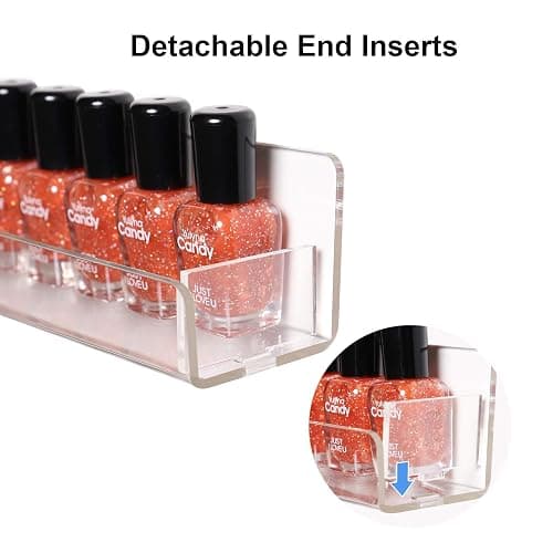 BTremary 15" Acrylic 6 Shelves Nail Polish Wall Mounted Holder Paint Organizer Storage Rack Clear Hanging Nail Polish Shelf Floating Wall Mount Nursery Bookshelves Vinyl Display Record Holder. thumbnail 4