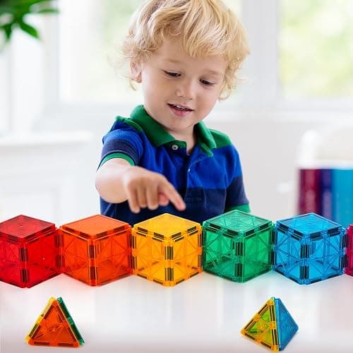 FNJO Magnetic Tiles, 110PCS Magnet Building Set, Magnetic Building Blocks,Construction STEM Learning and Playing Toys for Kids, Montessori Toy for Preschool Boys Girls thumbnail 3