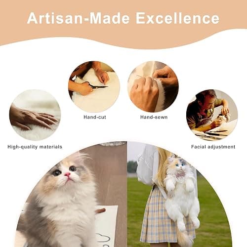 Chongker Cat Shaped Backpack - Handcrafted Stuffed Animals Plush Bag with Adjustable Shoulder, Crossbody, and Handbag Straps (Light Calico Backpack) thumbnail 4
