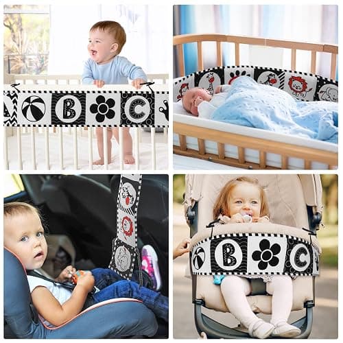 Vicloon Baby Soft Books,Black and White Baby Bath Cloth Book,High Contrast Foldable Soft Fabric Quiet Book,Touch and Feel Crinkle Cloth Books for Babies Infants Toddlers First Bookes thumbnail 7