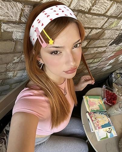 TERSE Fashion Women's Headbands for Short Hair Non Slip Elastic Floral Hairbands, Soft Fabric 2 Inches Thick Stripe Head Bands for Girls, Valentine's Day Heart Headbands thumbnail 6