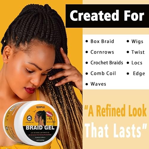 16 OZ Big Capacity Strong Hold Smoothing Gel for Twist, Locs, Braids, Edge, Cornrows - No Flake, Tames Frizz, High Shine, Easy to Use Braiding and Edge Control Gel thumbnail 5