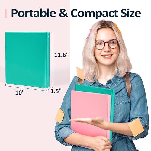 2 Pack BinderX Extra Durable 3 Ring Binder, 1 Inch Binder Round Rings, Fits 350 Sheets of 8.5x11 Paper, Customizable View Cover with Inside Pockets, Cute 1 Inch Binders 3 Ring, Pink & Purple thumbnail 7