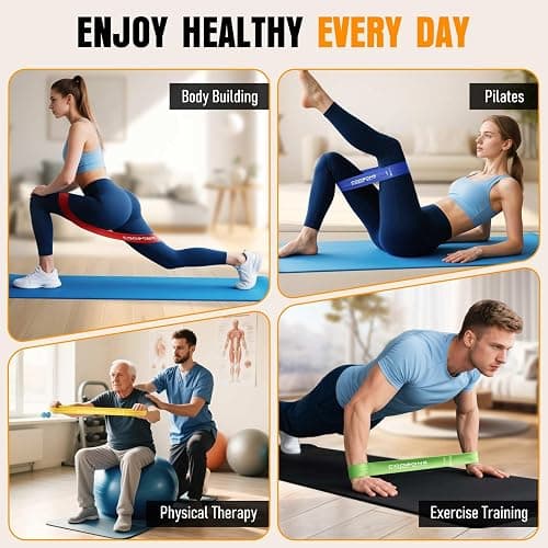 Resistance Bands for Working Out, Exercise Bands Resistance Bands Set with 5 Resistance Levels, Latex Loop Bands for Women Men, Workout Bands for Legs, Glutes, Strength Training, Yoga, Home Gym thumbnail 6