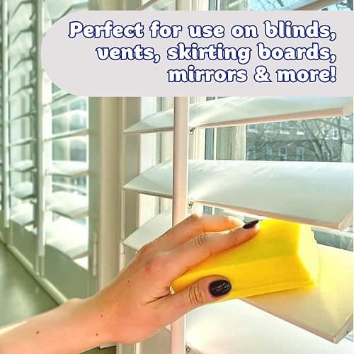 Scrub Daddy Damp Duster, Multipurpose Dusters for Cleaning - Wooden & Venetian Blind Cleaner Tool, Ridged Wet Dust Sponge for Skirting Board, Radiator, Blinds & Mirrors, Home Cleaning Products, Pink thumbnail 5
