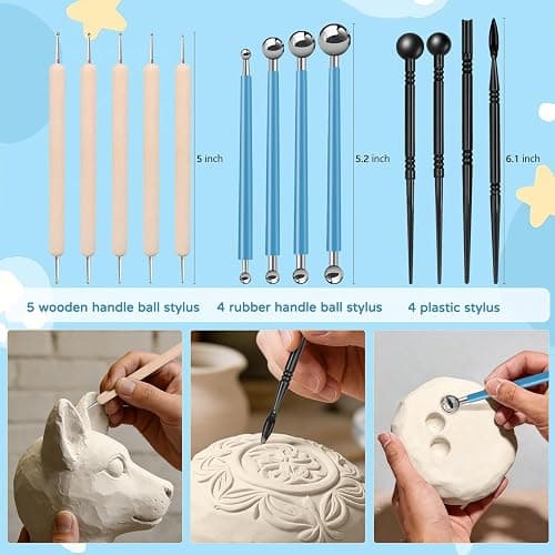 ZEHIQ Premium Air Dry Clay Kit, 2.2LBs Natural White Pottery Clay with 25 Pcs Clay Sculpting Tools, Modeling Clay for Pottery Wheel & Craft Projects, Ideal for All Skill Levels (White & Tools) thumbnail 4