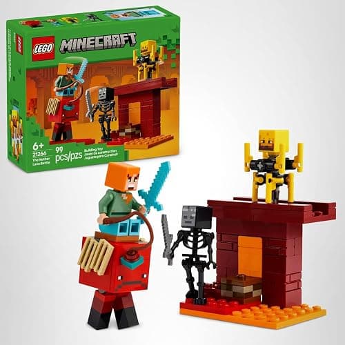 LEGO Minecraft The Nether Lava Battle Toy and Playset - Building Minecraft Toy for Kids, Ages 6+ - Alex, Wither Skeleton, Blaze and Strider Figures for Pretend Play - Gift Idea for Birthdays - 21266 thumbnail 7