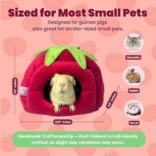 CAVYPOP Guinea Pig Hideout Bed, Tomato-Shaped Bottomless Plush House | Cute tomato design. Bottomless easy-clean structure. Thick plush comfort. Cozy hideout for guinea pigs thumbnail 6