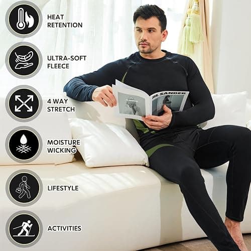 romision Thermal Underwear for Men Long Johns Fleece Lined Hunting Gear Bottom Top Set Base Layer for Cold Weather Gift thumbnail 8