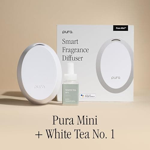 Pura Mini Smart Fragrance Diffuser for Small Spaces Adjustable Smart Home Device with LED Light & Automatic Vial Detection - Includes 1 Scent Refill; White Tea no.1 thumbnail 2