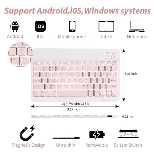 Keyboard Case for iPad 10.2" 9th 8th 7th Generation, Built-in Pencil Holder-Detachable Bluetooth Keyboard with Pencil Holder for iPad Pro 10.5" / iPad Air 3rd Gen-Pink thumbnail 4