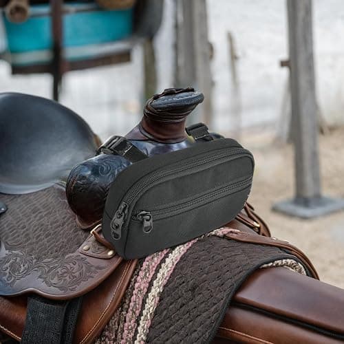 8.   Cosmos Horse Saddle Bag Pommel Pocket Saddle Horn Bag Cell Phone Holder Small Saddle Pouch for Holding Smartphone Keys Cards, Horse Tack Accessories thumbnail 5