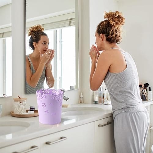 ASFUSS Mini Wastebasket Small Purple Trash can Office Plastic Garbage Can for Bathroom Vanity Desktop Office or Living Room (Purple, Medium) thumbnail 4