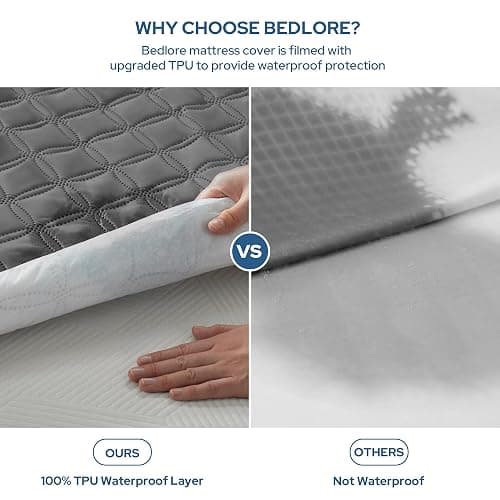 BEDLORE Waterproof Mattress Protector, Noiseless Twin XL Size Mattress Pad with Deep Pocket Fitted Up to 6"-15", Soft Breathable Dirt-Proof Mattress Cover for College Dorm (Gray) thumbnail 2