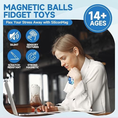 Magnetic Sensory Balls Fidget Toys for Adults&Teens, Stress Relief Silicone Sensory Toys for Autism ADHD Anxiety,Fun Textures Gadgets,Office Desk Toy,Easter Stocking Stuffers for Women Men Teen Gift thumbnail 3