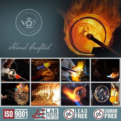 Teabloom Complete Tea Set – Glass Teapot (40 oz), Loose Tea Glass Infuser, 4 Insulated Glass Teacups, Tea Warmer, and 12 Flowering Teas – Elegant Blooming Tea Gift Set thumbnail 9