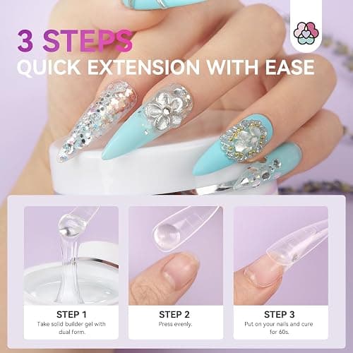 SAVILAND Solid Builder Nail Gel - 60g Large Capacity 3D Nail Gels Sculpting Gel for Art Non-Sticky Hand Carving Glue Extension with Sequins Chrome Powder DIY Salon Home thumbnail 5