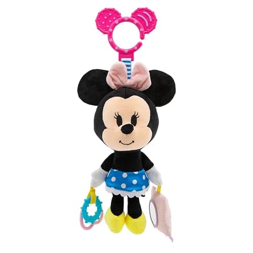 Disney Baby Minnie Mouse On The Go Activity Toy with Teething Rings, Crinkle Sounds, Mirror, and Rattle for Babies and Infants - Image 1