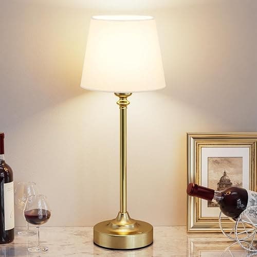 Cordless Table Lamp Rechargeable Gold - 1 Pack Brass 4000mAH Battery Operated Lamp for Decor, 3000K Stepless Dimming Touch Control Wireless Lamp for Bedroom, Dining Table, Counter, Living Room thumbnail 9