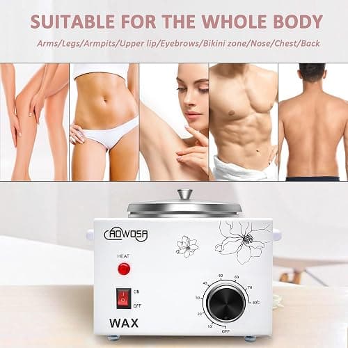 Professional Waxing Kit Wax Warmer Single Pot Wax Heater Machine for Hair Removal, Large Waxing Pot with Non-Stick Easy Clean Pot, 50 Sticks & 20 Collar, for Spa Salon Beauty Esthetician Home(White) thumbnail 8