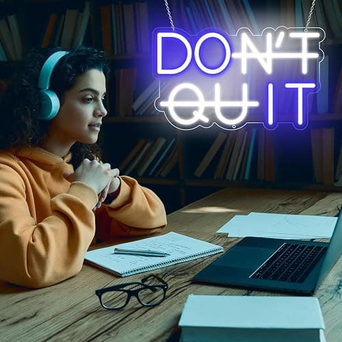 Neon Signs for Wall Decor - LED Neon Light Sign for Bedroom, Man Cave, Bar & Pub - USB Powered Decorative Wall Art for Christmas, Birthday Party & Living Room (DON'T QUIT) thumbnail 3