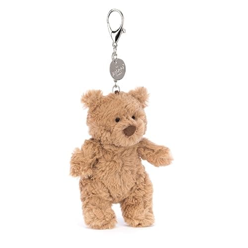 Jellycat Bartholomew Bear Bag Charm, 4.5 inches - Teddy Bear Plush Keychain - Great Gift Idea thumbnail 4