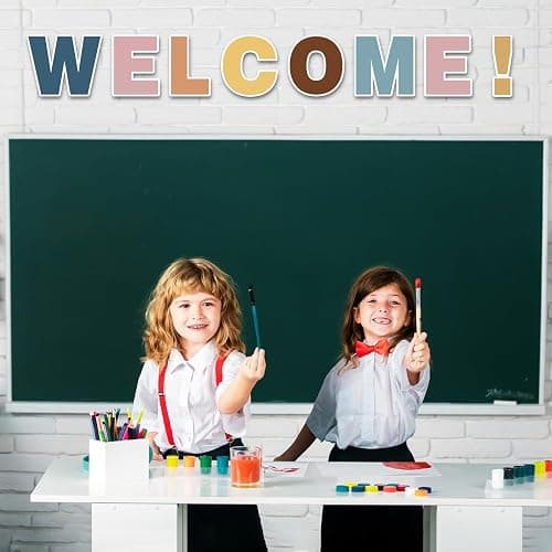 150 PCS Large 7" Bulletin Board Letters Set, Boho Rainbow Alphabet Cutouts with Adhesive Dots, Perfect for Interactive Learning and Classroom Decorations (Boho 150) thumbnail 7