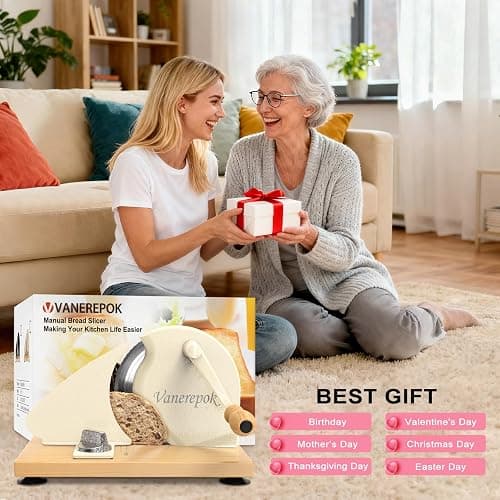 vanerepok Manual Bread Slicer for Homemade Sourdough Bread Versatile Hand Crank Bread Slicer for Sourdough Crusty Bread Etc Stainless Steel Slicers Adjustable Width for Homemade & Commercial Use thumbnail 7