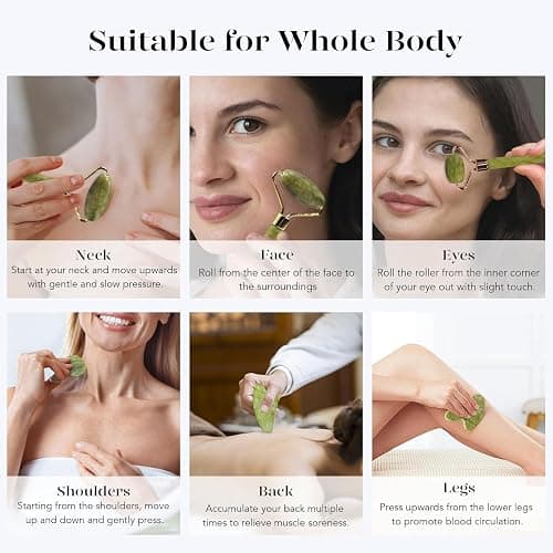BAIMEI IcyMe Gua Sha & Jade Roller Set, Cooling Face Roller & Guasha Tool for Face Depuffing, Facial Sculpting & Jawline Definition, Smooth Rolling Skincare Tools Gifts for Women & Men – Green thumbnail 6