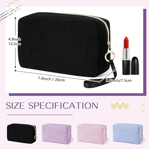 Likesing Tampon Holder for Purse, Corduroy Period Bag Sanitary Napkin Storage Bag for Girls Womens, Portable Feminine Emergency Pad Period Pouch(Black) thumbnail 2