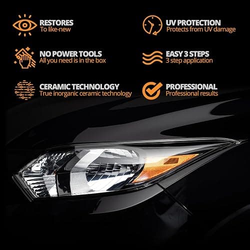 CERAKOTE® Ceramic Headlight Restoration Kit, 10 Wipe Kit | Restores clouded, yellowed headlights, ceramic UV protection, 3-step wipe system, no power tools needed thumbnail 3