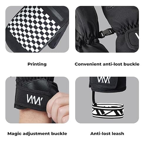 VXW Winter Snowboard &Ski Mittens for Extreme Cold Weather, Waterproof & Windproof 3M Mittens for Snowboarding Skiing in Cold Weather thumbnail 2